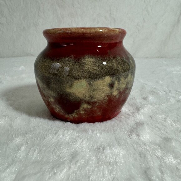 Vintage Handcrafted Ceramic Glazed Pottery Vase Red/Green/Brown 1961 signed REL - Picture 2 of 6